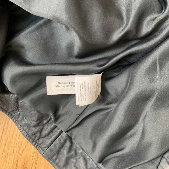 J Crew Standing Collar Leather jacket 00 navy blue - Picture 5 of 8